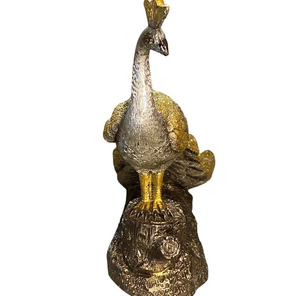 Home Centre Corsica Mayur Polyresin Standing Peacock Figurine Gold Silver - Picture 6 of 15